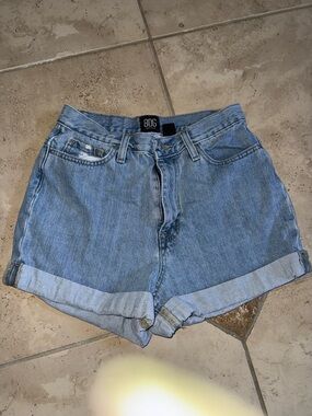 BDG Light Blue High-Rise Rolled Cuff Denim Shorts